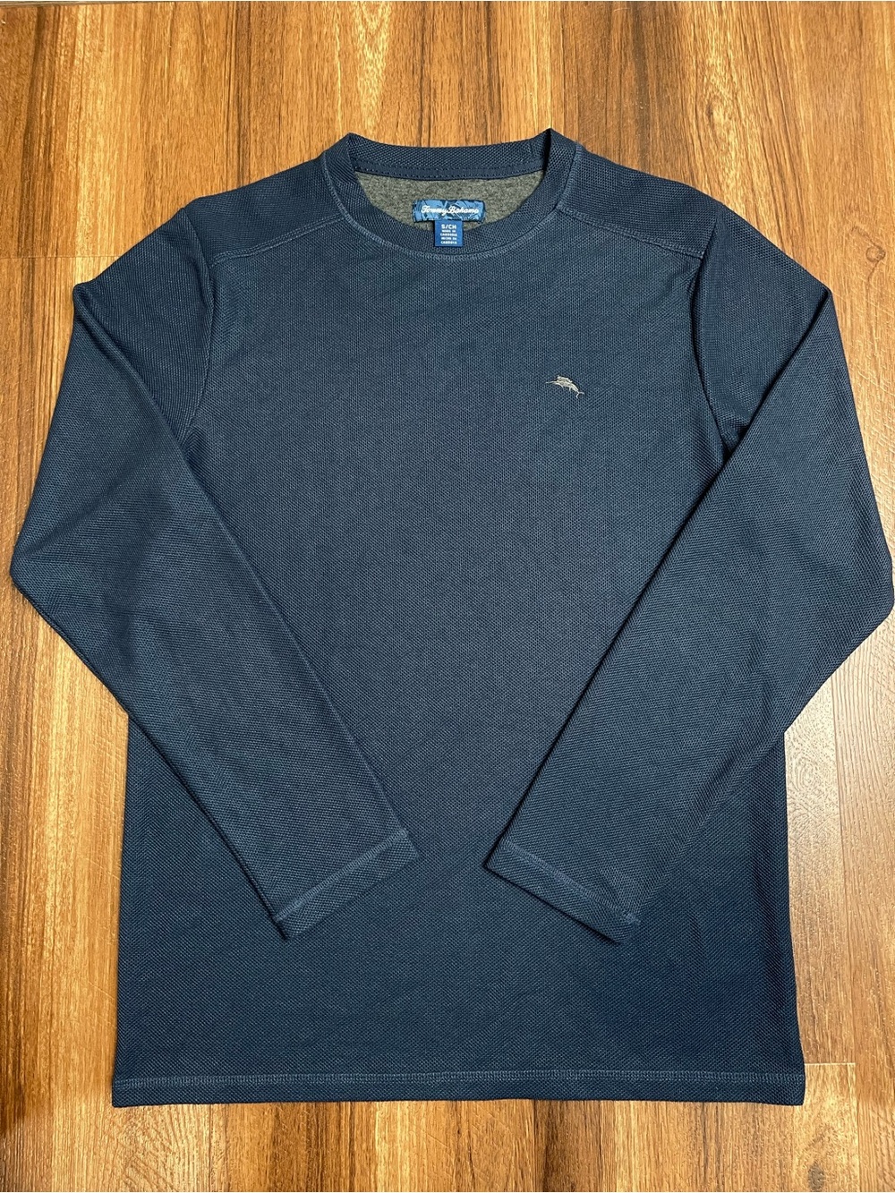 Tommy Bahama Long Sleeve Pullover Size S Blue Textured Crew Neck Shirt